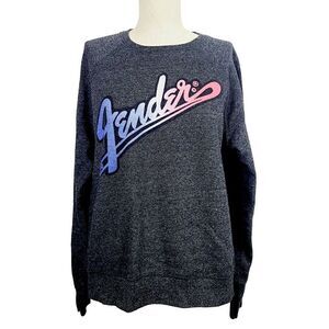 Tailgate X AEO Fender Sweatshirt M Gray Fleece Lined Rainbow Graphic Popover Top